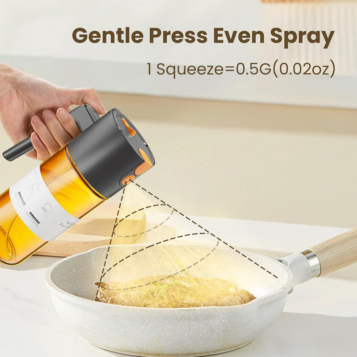 LAKUMIQI 2 in 1 Oil Sprayer & Dispenser, 17 oz Light-Blocking Glass Bottle