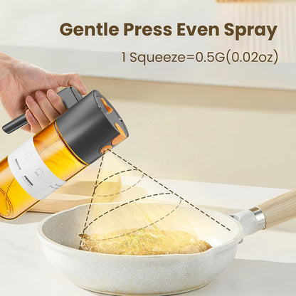 LAKUMIQI 2 in 1 Oil Sprayer & Dispenser, 17 oz Light-Blocking Glass Bottle