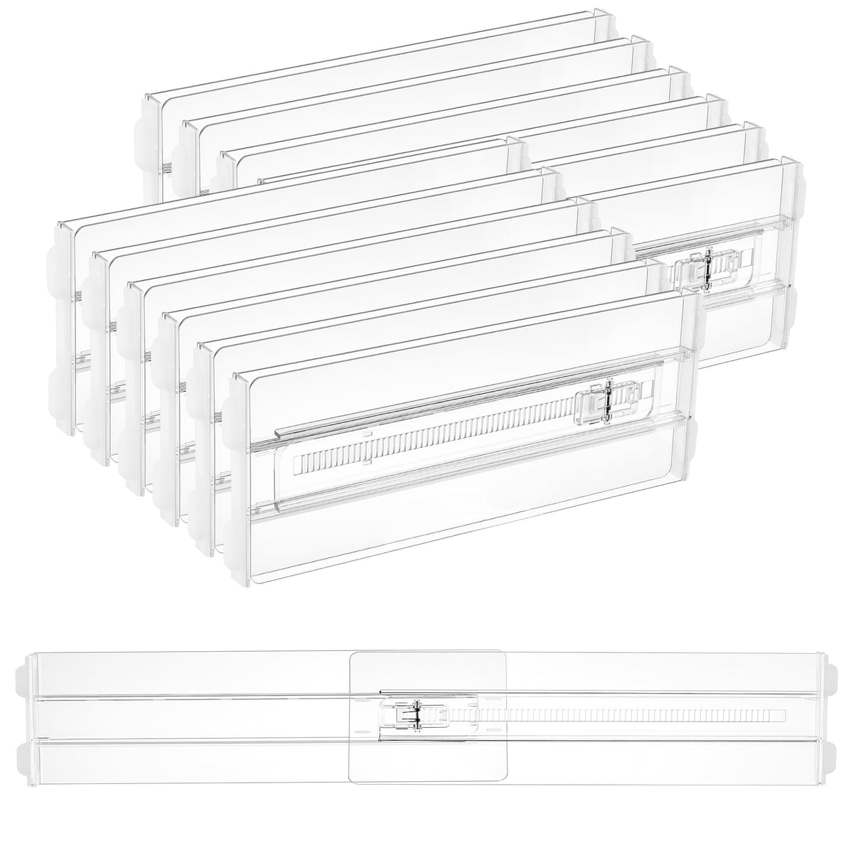 Vtopmart 4 Pack Drawer Dividers for Clothes, 4" High 10.2"-16.5" Adjustable Expandable Dresser Drawer Organizer, Clear Plastic Separators for Dresser, Baby Clothing, Underwear, Cosmetic, Toiletries