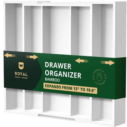 ROYAL CRAFT WOOD Luxury Bamboo Kitchen Drawer Organizer - Silverware Organizer, Utensil Holder & Cutlery Tray Drawer Dividers for Flatware (9 Slot, Natural)