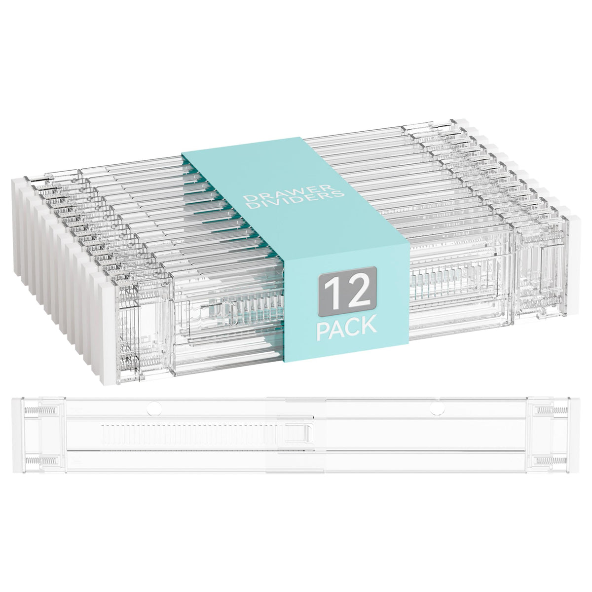 Yieach 4 Pack 3.2 Inch Shallow Acrylic Drawer Dividers for Clothes -Expandable from 15-21''- Adjustable Drawer Dividers for Baby Clothing,Sock,Underwear,Clear in Drawer Separators for Dresser,Kitchen