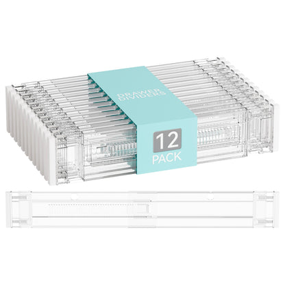 Yieach 4 Pack 3.2 Inch Shallow Acrylic Drawer Dividers for Clothes -Expandable from 15-21''- Adjustable Drawer Dividers for Baby Clothing,Sock,Underwear,Clear in Drawer Separators for Dresser,Kitchen
