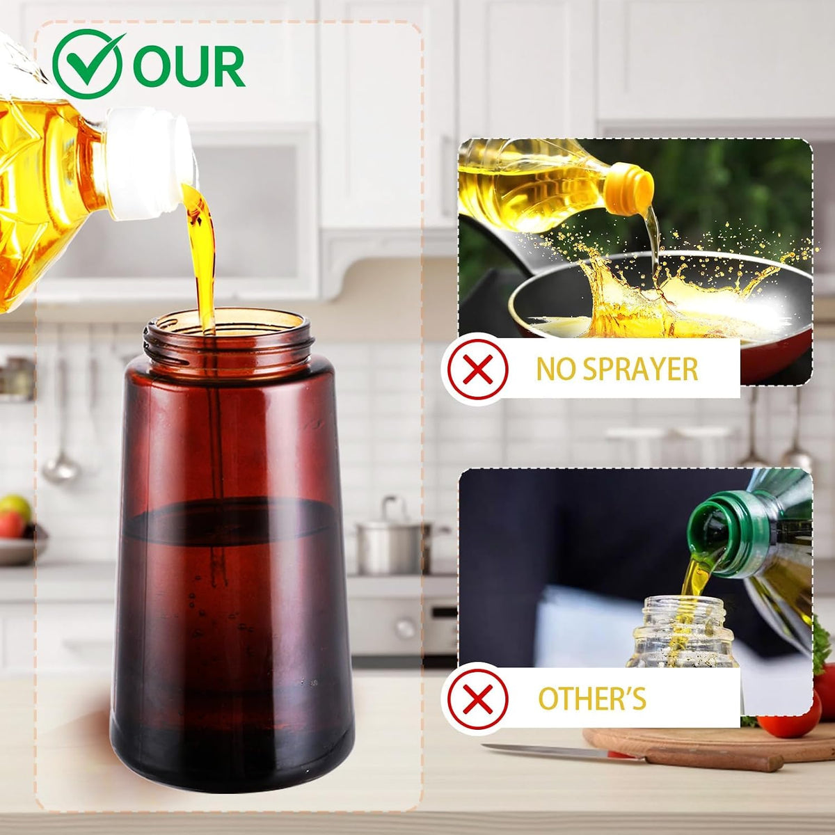 Oliver Oil Sprayer Dispenser for Cooking Bottle 16oz Dark Glass Black Green