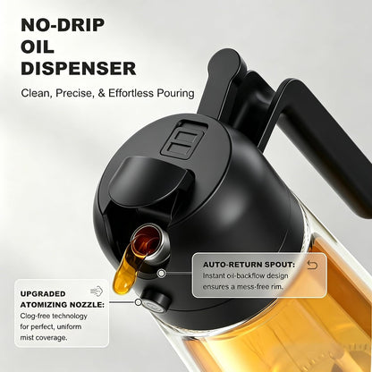 Pure Future 2-in-1 Olive Oil Sprayer for Cooking, Dispenser Bottle (Black)