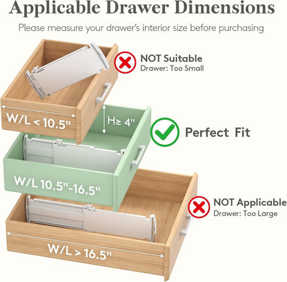 Lifewit 9 Pack 4" High Drawer Dividers, Adjustable Drawer Organizer Clothes