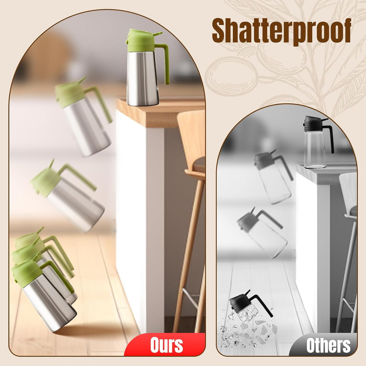 PARACITY Oil Sprayer and Pourer, 16 fl oz Stainless Steel Oil Dispenser