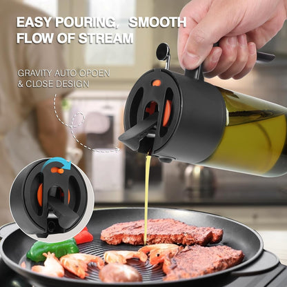 Gelibo 2-IN-1 Oil Sprayer for Cooking,Oil Dispenser for Kitchen,500ML,Black