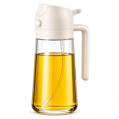 Olive Oil Sprayer 470ml Glass Bottle, 2-in-1 Oil Dispenser & Fine Mist Spray for Cooking, Air Fryer, Salad, BBQ, Refillable & Leakproof (Green)