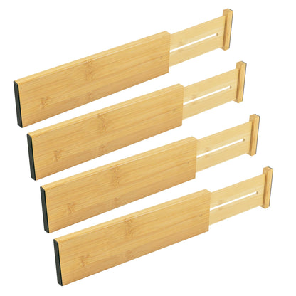 Utoplike 4 Pcs Bamboo Kitchen Drawer Dividers, Large Drawers Organizers