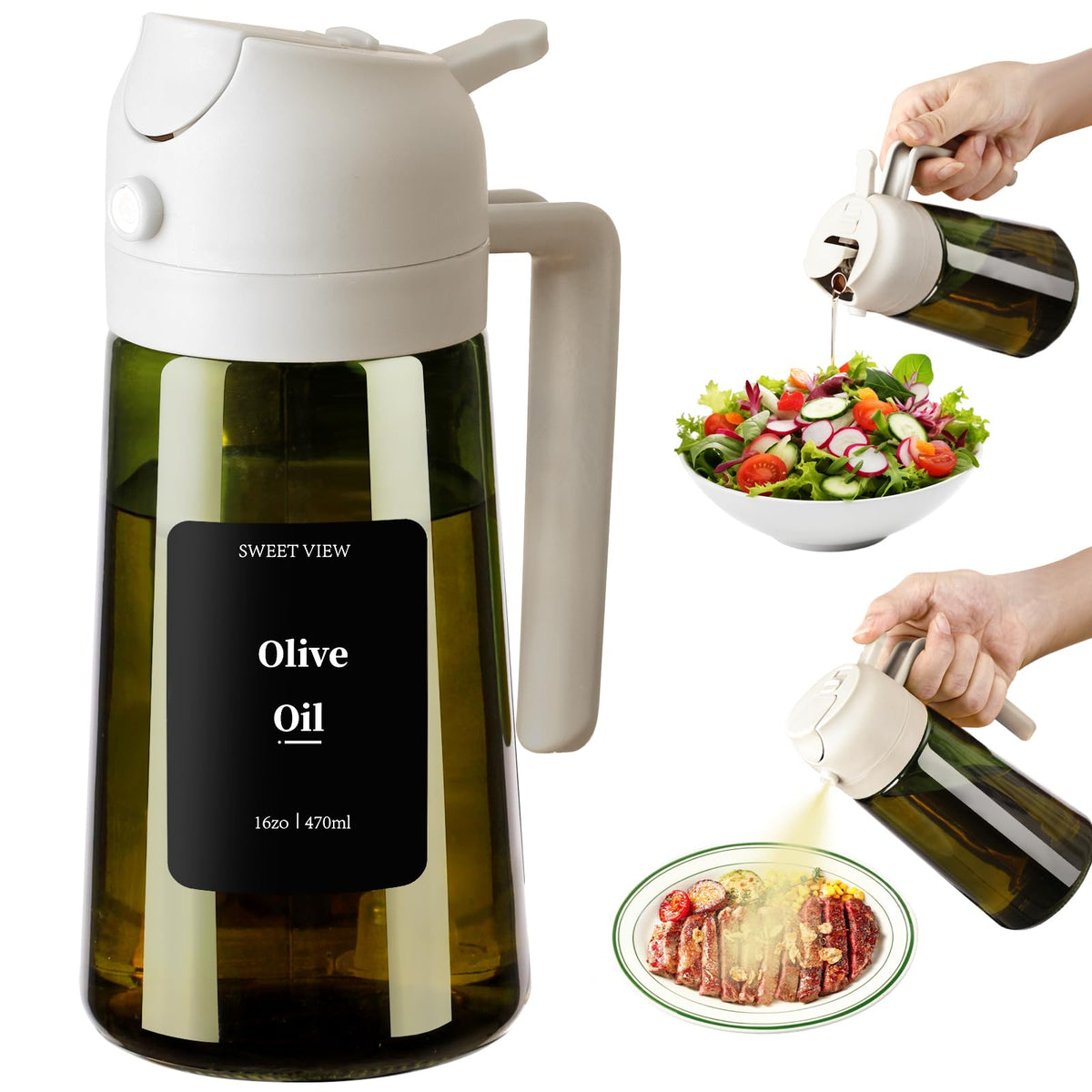 SWEET VIEW Olive Oil Sprayer for Cooking 16oz/470ml