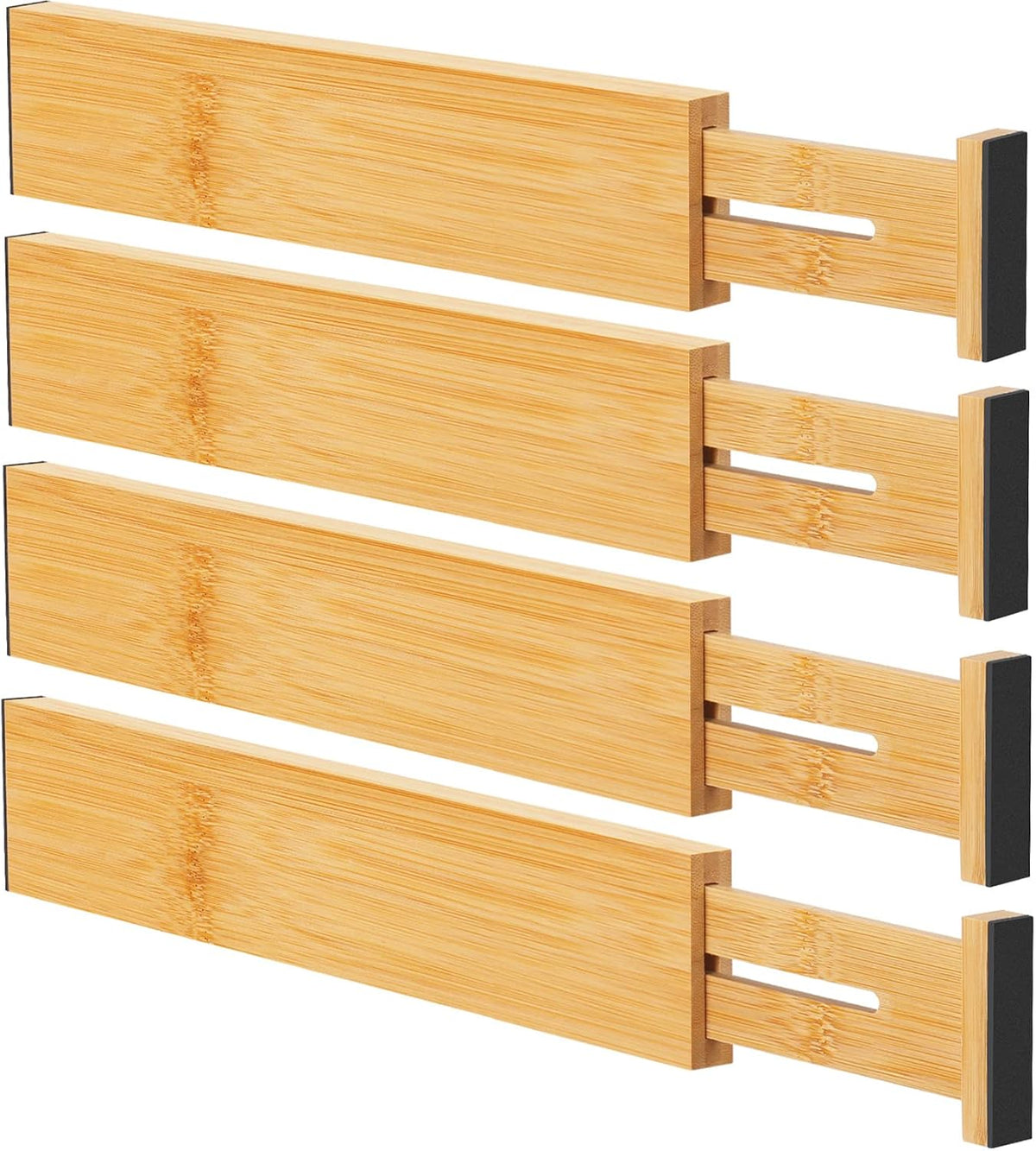 Bamboo Drawer Dividers, Adjustable Drawer Organizers, Fits 12.6–16" Drawers
