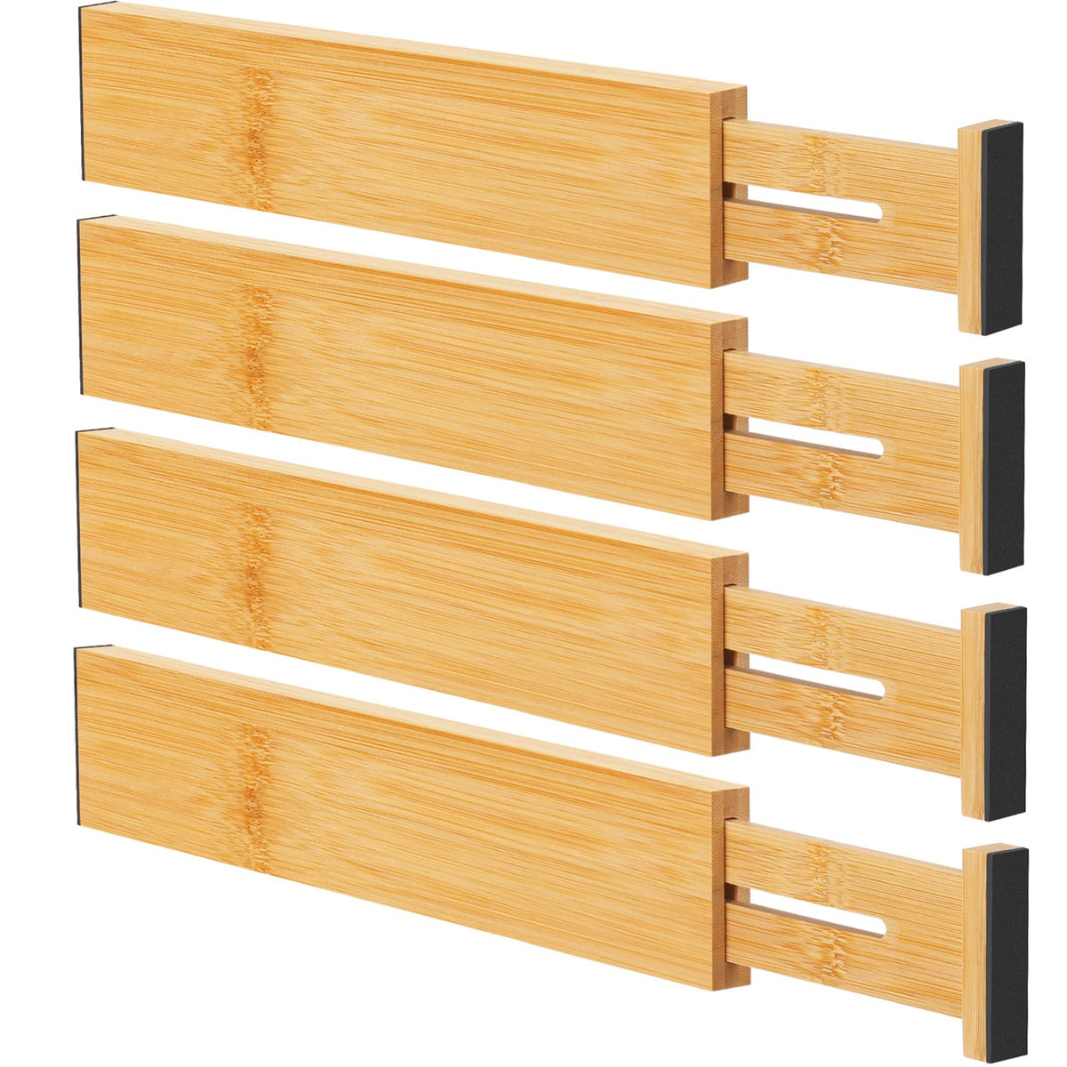 Bamboo Drawer Dividers, Adjustable Drawer Organizers, Fits 12.6–16" Drawers