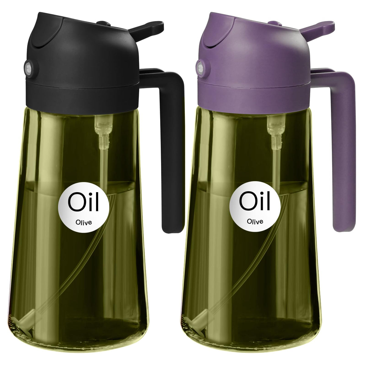 YARRAMATE 16 oz Dark Glass Olive Oil Sprayer & Dispenser, 2-in-1, Black