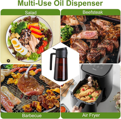 Oliver Oil Sprayer Dispenser for Cooking Bottle 16oz Dark Glass Black Green