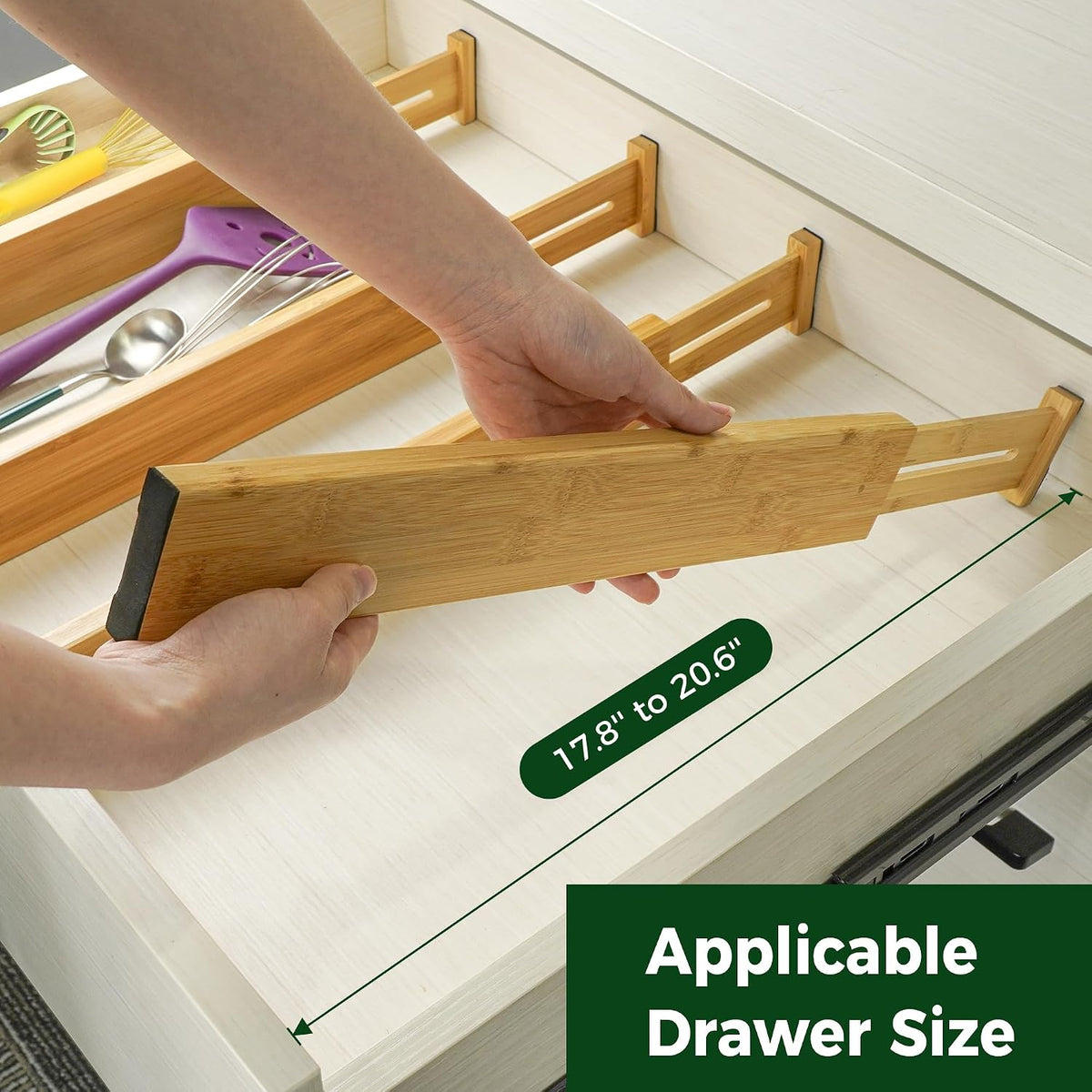 Utoplike 4 Pcs Bamboo Kitchen Drawer Dividers, Large Drawers Organizers