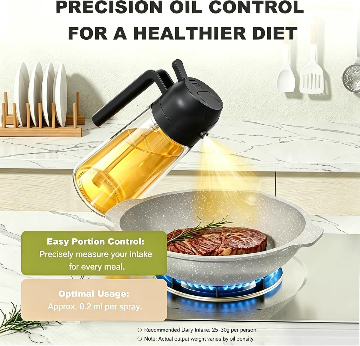 Pure Future 2-in-1 Olive Oil Sprayer for Cooking, Dispenser Bottle (Black)
