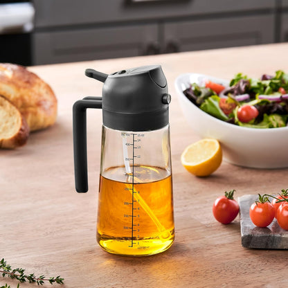 FineDine 16 oz Glass Olive Oil Sprayer for Cooking, Oil Dispenser, Black