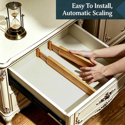 4 Pack Bamboo Drawer Divider, 17-22" Adjustable Organizers