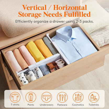 Lifewit 4" High Upgrade Drawer Divider, Adjustable Drawer Organizer Clothes