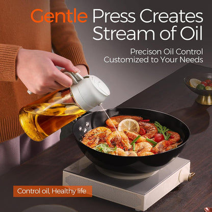YARRAMATE 16 oz 2-in-1 Glass Olive Oil Sprayer for Cooking, Creamy White