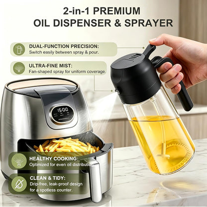 Pure Future 2-in-1 Olive Oil Sprayer for Cooking, Dispenser Bottle (Black)
