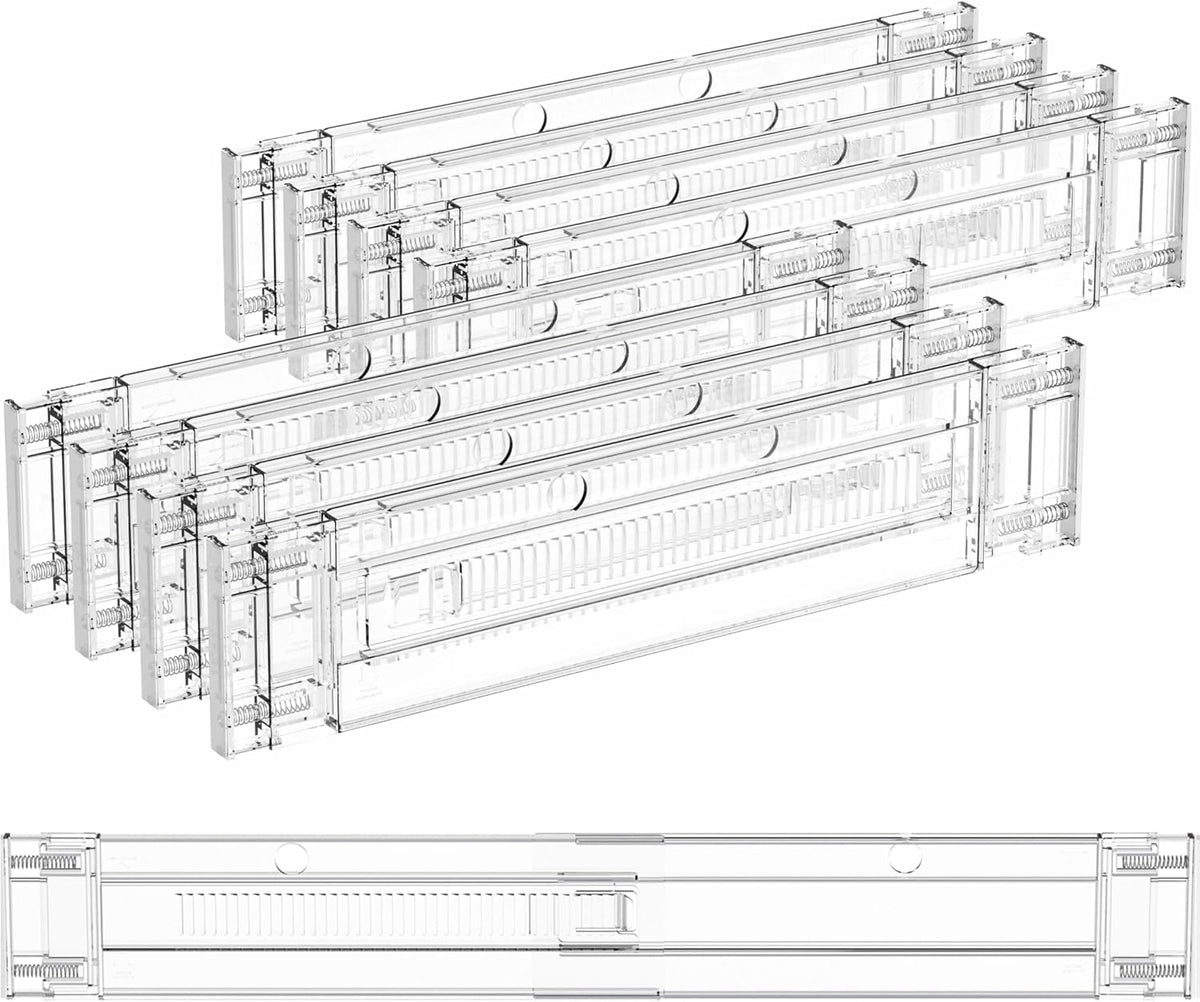 Yieach 8 Pack Clear Expandable Deep Drawer Separators From 15 to 21'' - 3.2 Inch Tall Acrylic Drawer Dividers for Clothes,Dresser Drawer Dividers for Dresser,Baby Nursery,Clothing,Sock or Underwear
