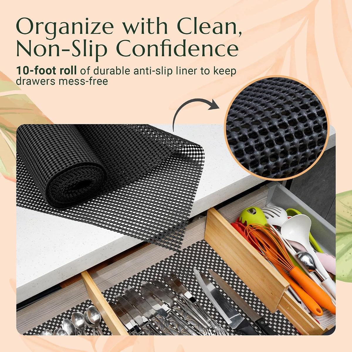 Bamboo Drawer Dividers 6 Pack with Non Slip Liner, Adjustable Expandable Drawer Organizer for Dresser, Kitchen, Bathroom, 4.5 Inch Tall Separators for Clothes, Fits 12 to 17.5 Inch Drawers