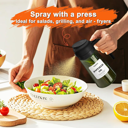 Olive Oil Sprayer for Cooking, 16oz Glass 2 in 1 Oil Dispenser Bottle