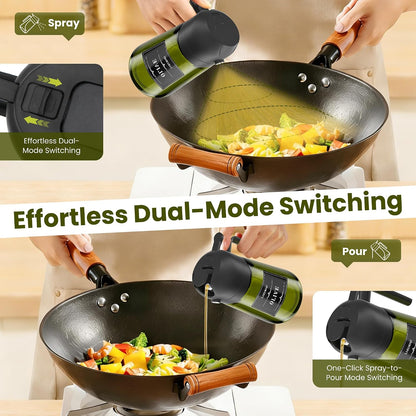 Oliver Oil Sprayer Dispenser for Cooking Bottle 16oz Green Glass Black