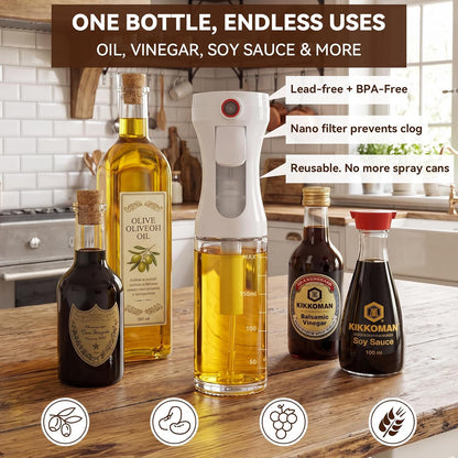 Olive Oil Sprayer for Cooking,Glass Oil Sprayer Mister Spray Bottle, 1g Per Press Oil Spritzer, Olive Oil Spray Bottle Dispenser for Air Fryer, Salad, Grilling, Kitchen Gadgets Essentials Tools