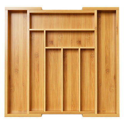 Pipishell Bamboo Expandable Silverware Drawer Organizer, Adjustable Kitchen Utensil Tray for Forks, Spoons and Knives, Wood Storage Cutlery Holder for Bedroom and Living Room