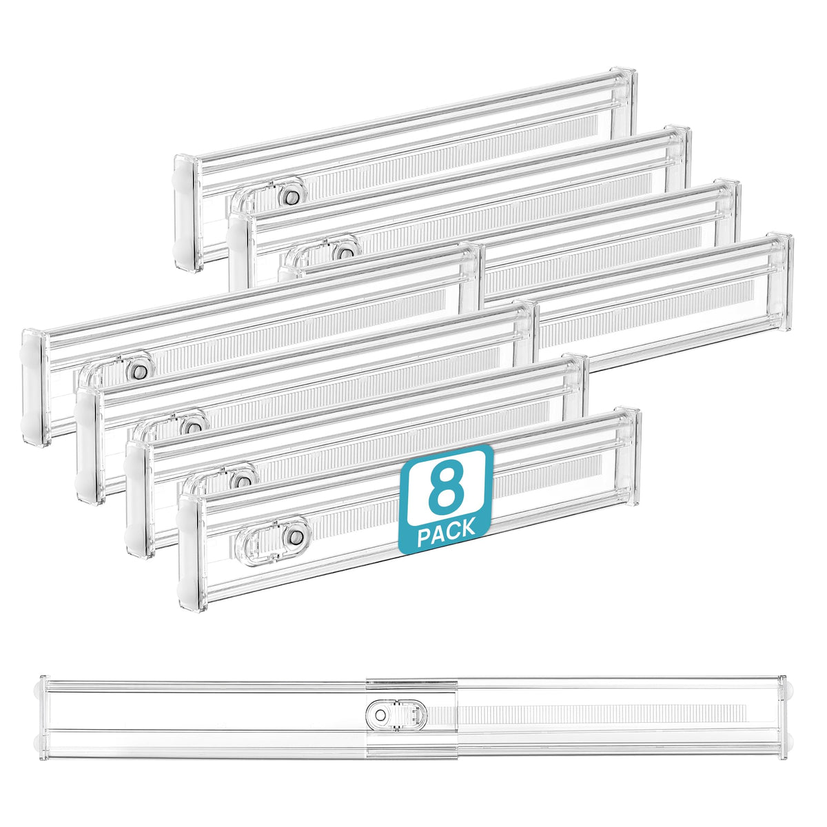Vtopmart 2.36" Drawer Dividers with Expandable Inserts, 12.8"-22.3", 8 Pack