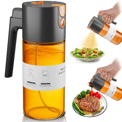 Olive Oil Sprayer & Dispenser Bottle for Cooking 17oz Dark Glass Oil Mister