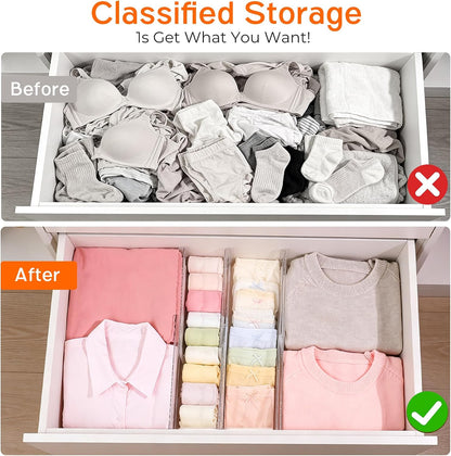 4 Pack 4" High Drawer Dividers for Clothes, 10.2"-16.5" Expandable