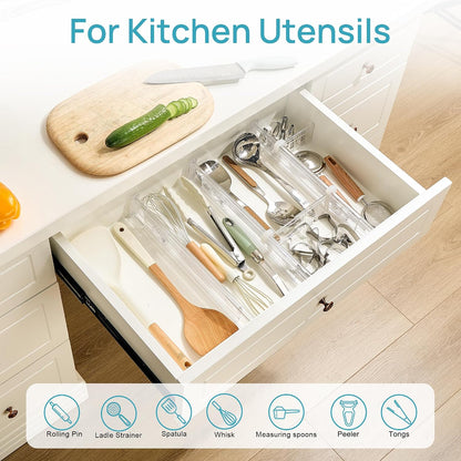 Vtopmart 2.36" Drawer Dividers with Expandable Inserts, 12.8"-22.3", 8 Pack