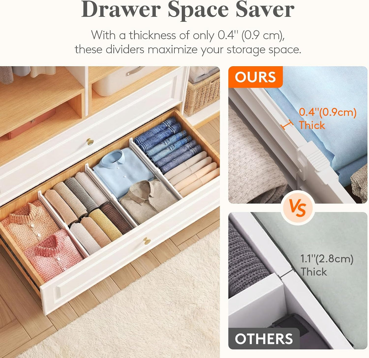 Lifewit 6" Tall Drawer Dividers, Adjustable Deep Drawer Organizer Clothes