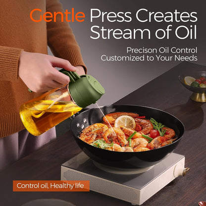 YARRAMATE 16 oz 2-in-1 Glass Olive Oil Sprayer for Cooking, OliveGreen
