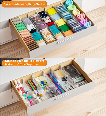 Yieach 8 Pack Clear Expandable Deep Drawer Separators From 15 to 21'' - 3.2 Inch Tall Acrylic Drawer Dividers for Clothes,Dresser Drawer Dividers for Dresser,Baby Nursery,Clothing,Sock or Underwear