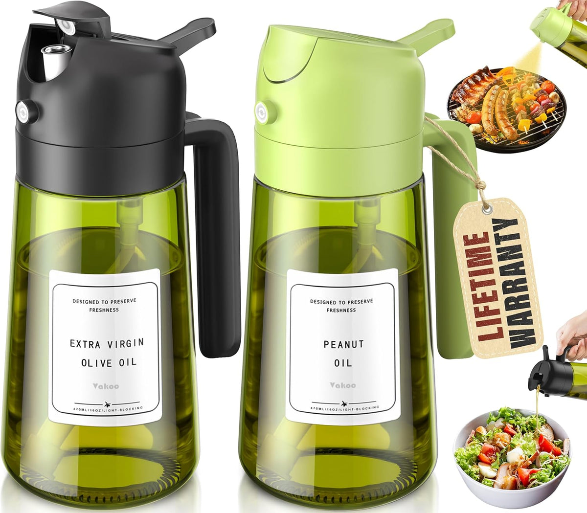 Vakoo Oil Sprayer for Cooking, 16oz/470ml, Black&Green