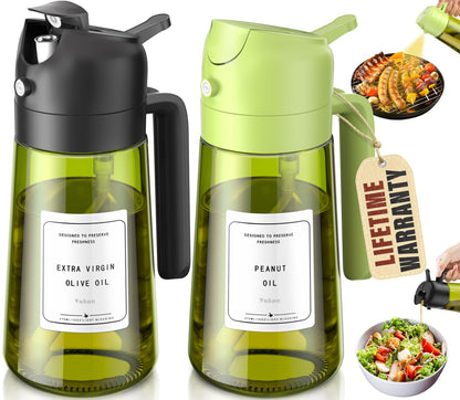 Vakoo Oil Sprayer for Cooking, 16oz/470ml, Black&Green