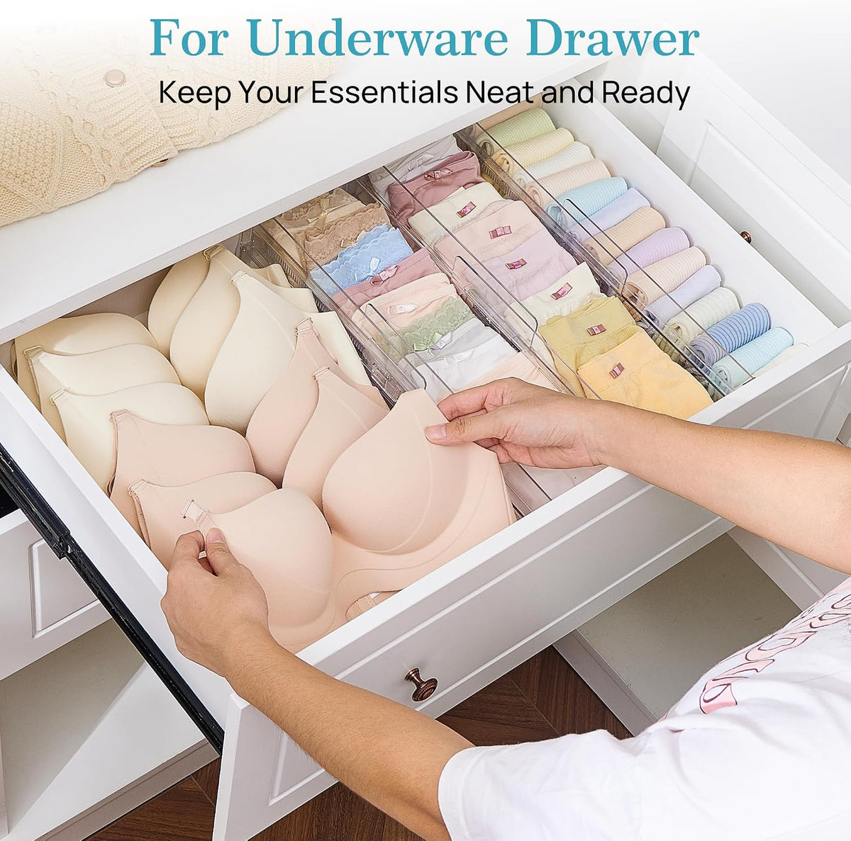 Vtopmart 4" High Drawer Dividers for Clothes, 13"-22" Adjustable, 12 pack