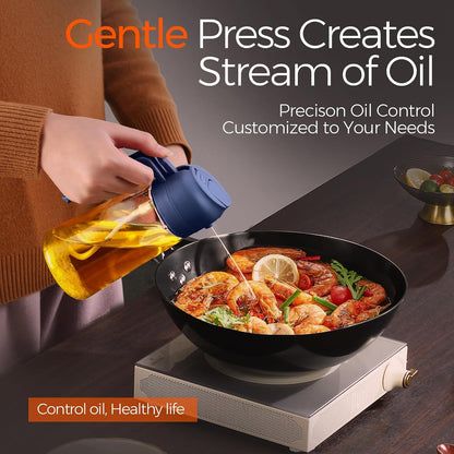 YARRAMATE 16 oz 2-in-1 Glass Olive Oil Sprayer for Cooking, Black&Navy