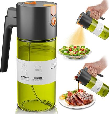 Olive Oil Sprayer & Dispenser Bottle for Cooking 17oz Dark Glass Oil Mister