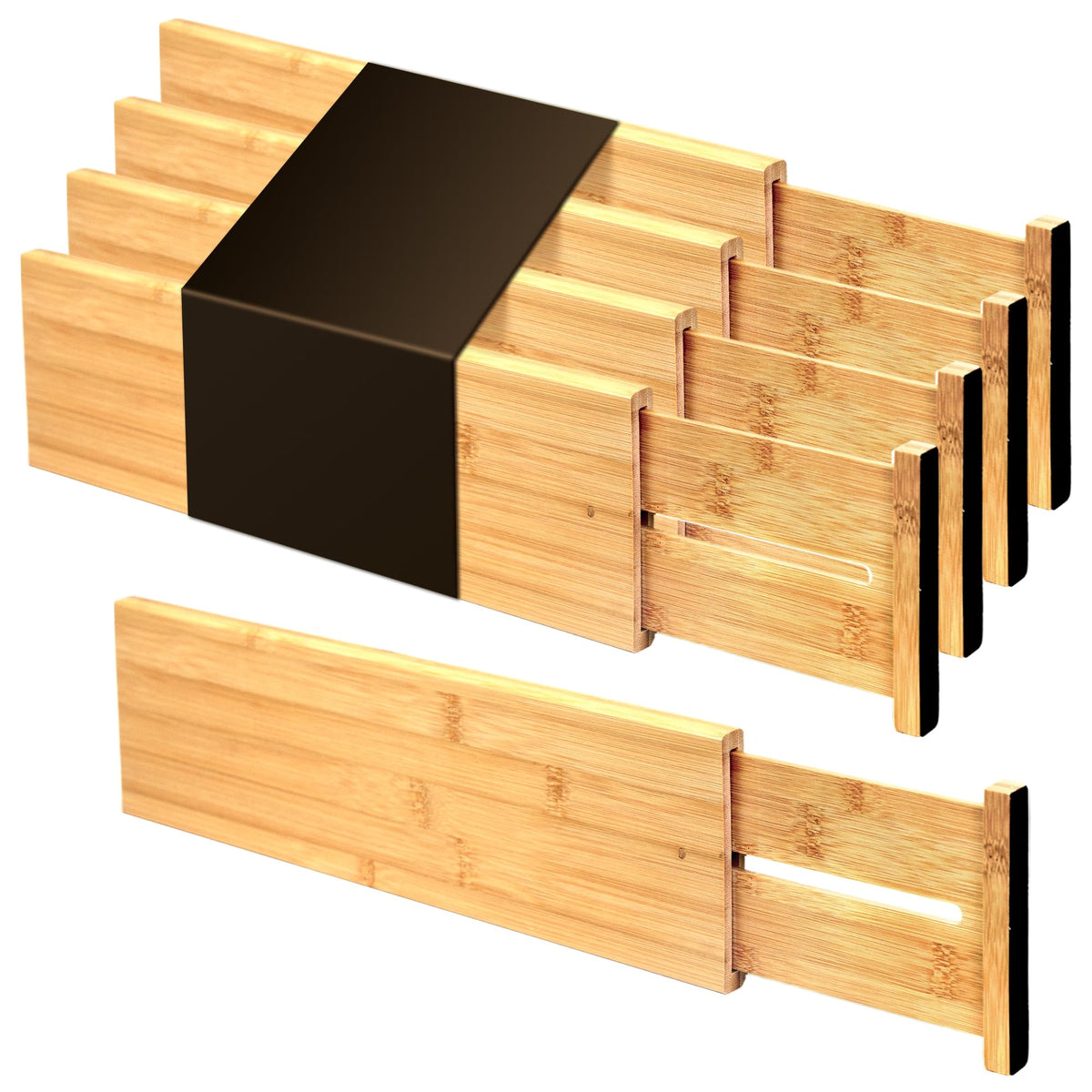 Utoplike 4 Pcs Bamboo Kitchen Drawer Dividers, Large Drawers Organizers