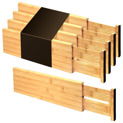 Utoplike 4 Pcs Bamboo Kitchen Drawer Dividers, Large Drawers Organizers