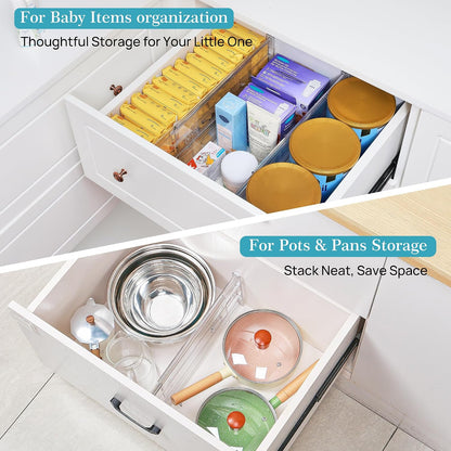 Vtopmart 6" Tall Upgrade Drawer Dividers, 12.8"-22.3" Expandable, 8 Pack