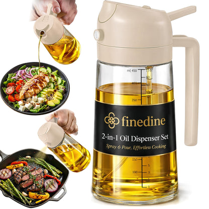 FineDine 16 oz Glass Olive Oil Sprayer for Cooking, Oil Dispenser, Black