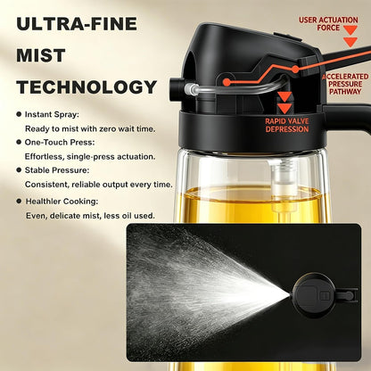 Pure Future 2-in-1 Olive Oil Sprayer for Cooking, Dispenser Bottle (Black)