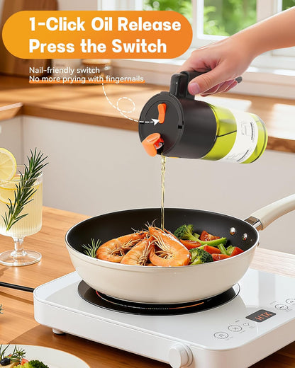 Olive Oil Sprayer & Dispenser Bottle for Cooking 17oz Dark Glass Oil Mister