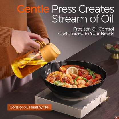 YARRAMATE 16 oz 2-in-1 Glass Olive Oil Sprayer for Cooking, Orange